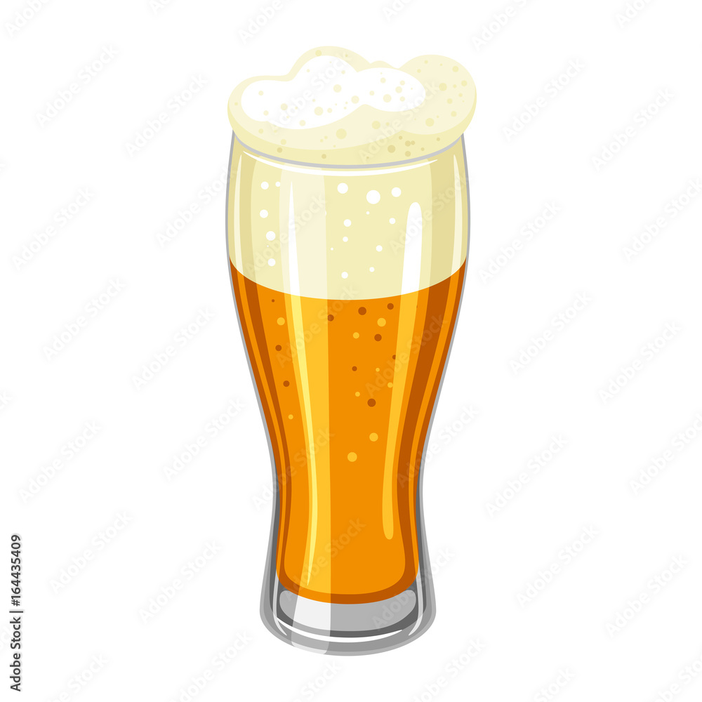 Glass with light beer and froth. Illustration for Oktoberfest Glass with light beer and froth. Illustration for Oktoberfest