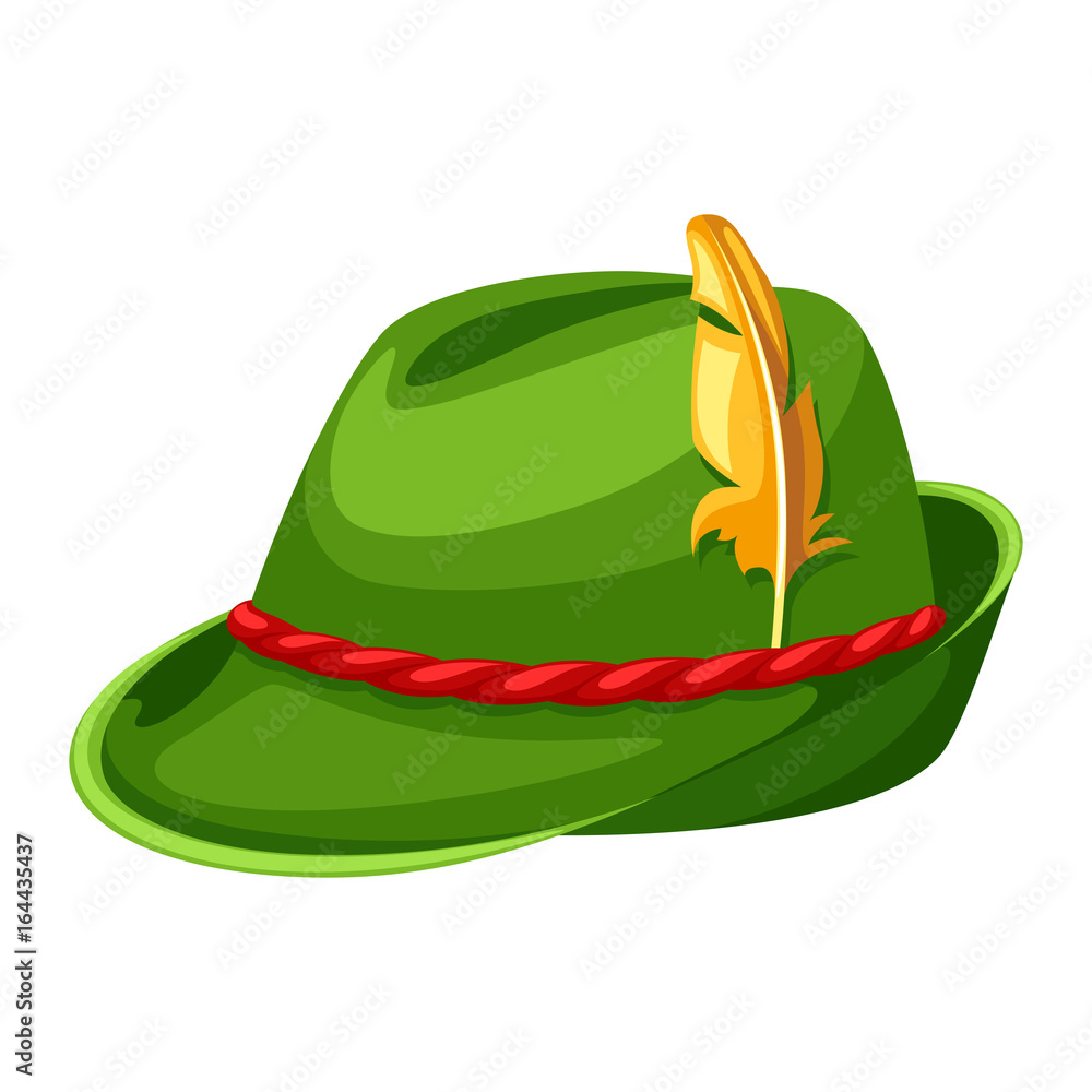 Hunting hat with feather and rope. Illustration for Oktoberfest Hunting hat with feather and rope. Illustration for Oktoberfest