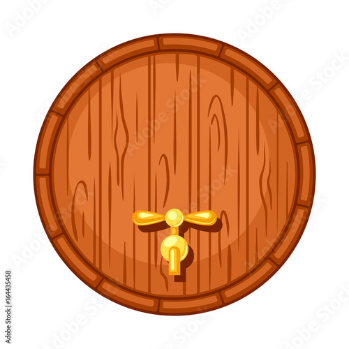 Beer wooden barrel on white background. Illustration for Oktoberfest