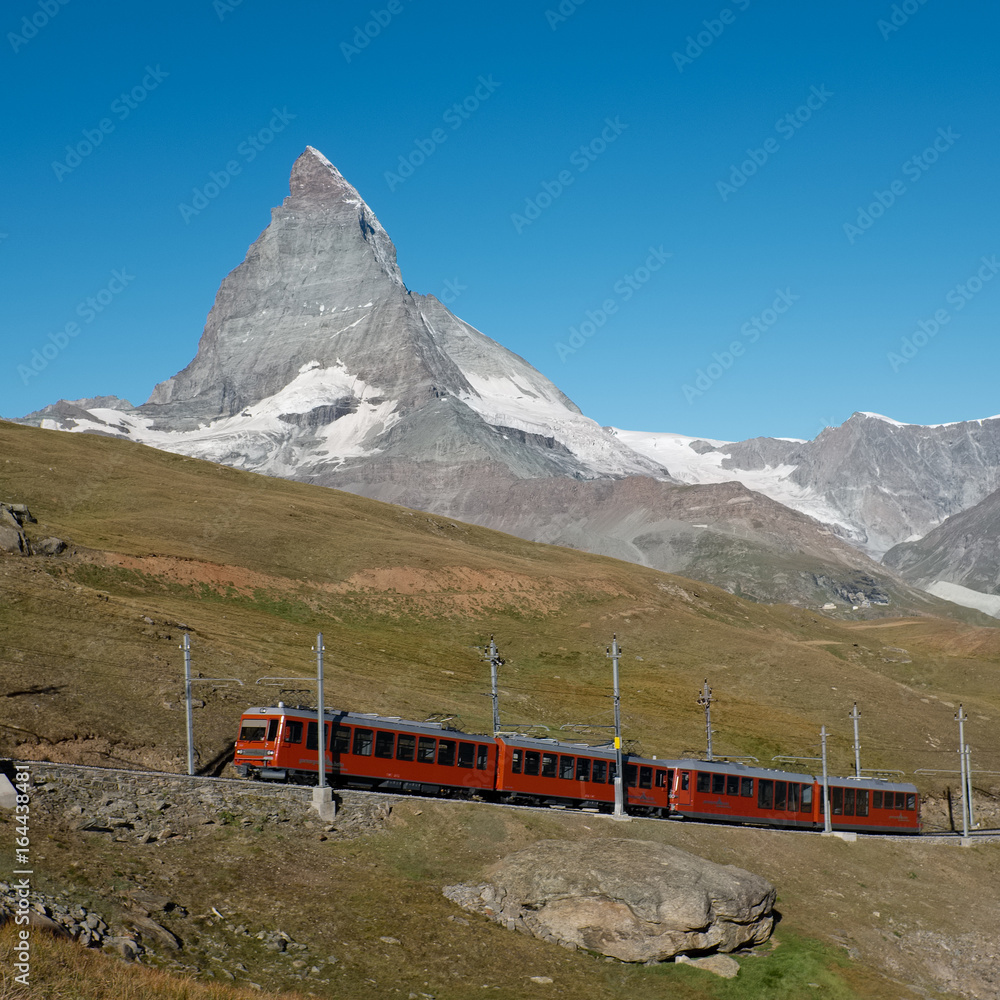 Matterhorn and train on Gornergratbahn