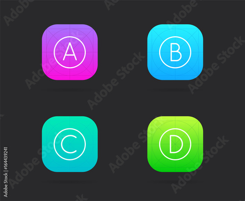 Set of App Icon Template with Guidelines. Vector Fresh Colour