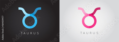 Set of Two taurus Constellation. Detailed Stylish Zodiac Icon. Modern Style Drawing. Vector Illustration.