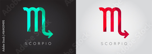 Set of Two scorpio Constellation. Detailed Stylish Zodiac Icon. Modern Style Drawing. Vector Illustration.