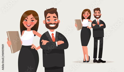 Business people. Couple of office workers. Vector illustration in cartoon style