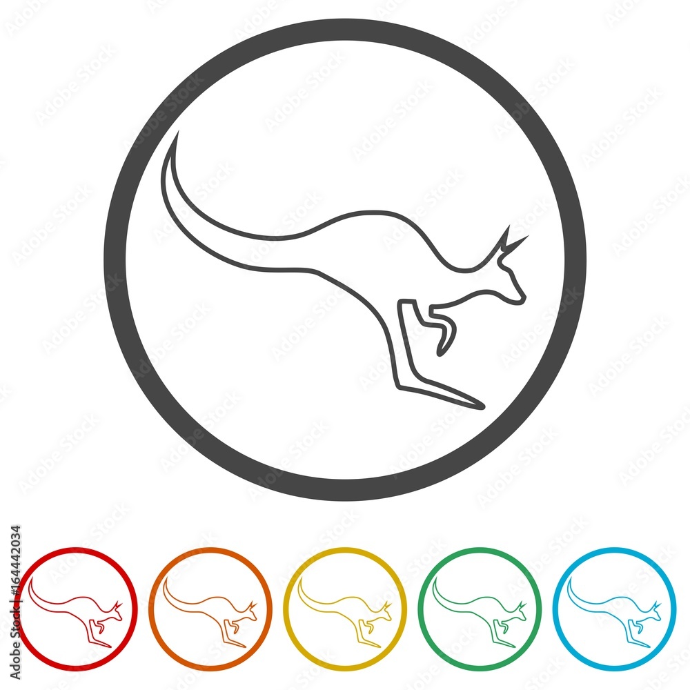 Fototapeta premium Kangaroo icons set - Illustration 