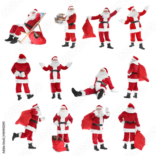 Collage of Santa Claus on w...
