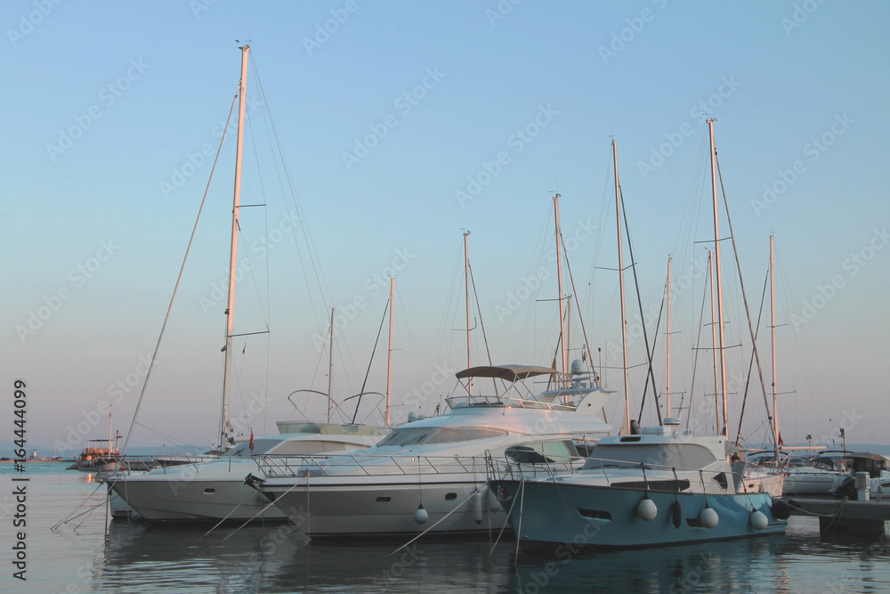 Luxury sailboats in marine Baska Voda , Croatia Luxury sailboats in marine Baska Voda , Croatia