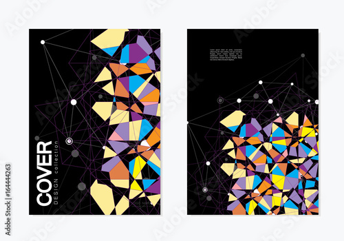 Abstract Broken stained glass background. Vector colored elements