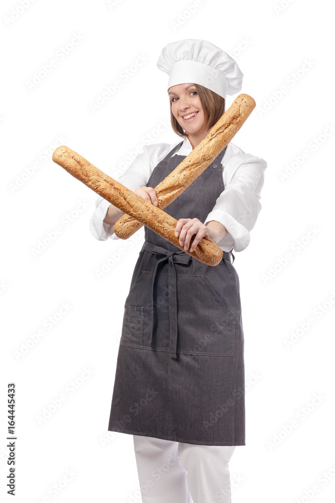 happy female chef isolated on white background happy female chef isolated on white background