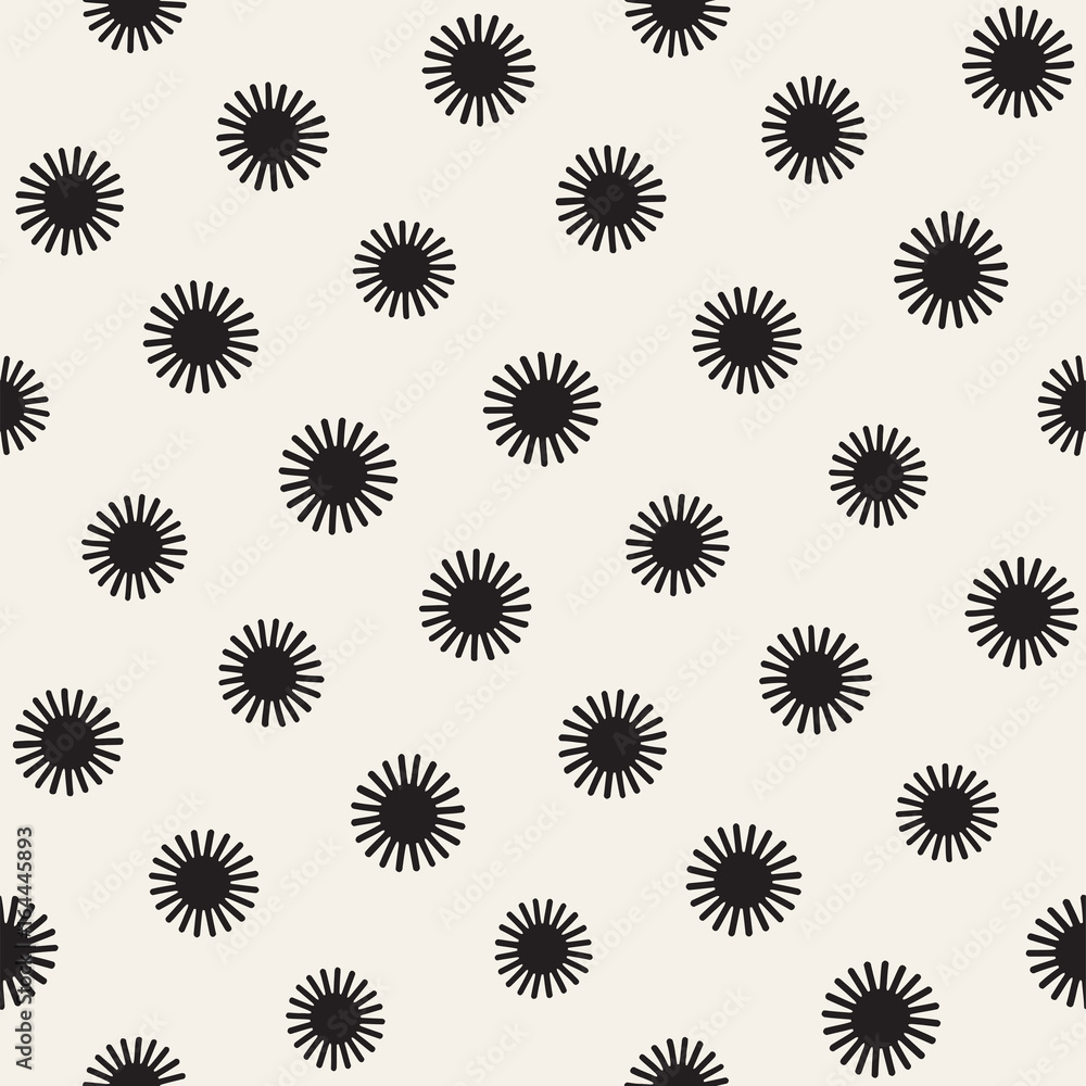 Vector seamless sunburst shapes freehand pattern. Abstract background with round brush strokes. Hand drawn texture Vector seamless sunburst shapes freehand pattern. Abstract background with round brush strokes. Hand drawn texture