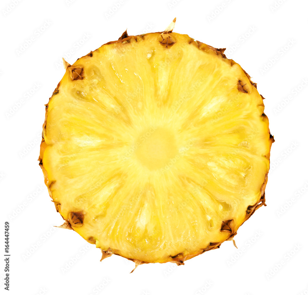 Round pineapple slice isolated on white background Round pineapple slice isolated on white background