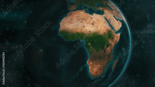 Earth zoom to Africa. 4K broadcast quality animation rendered at 32-bit float depth.