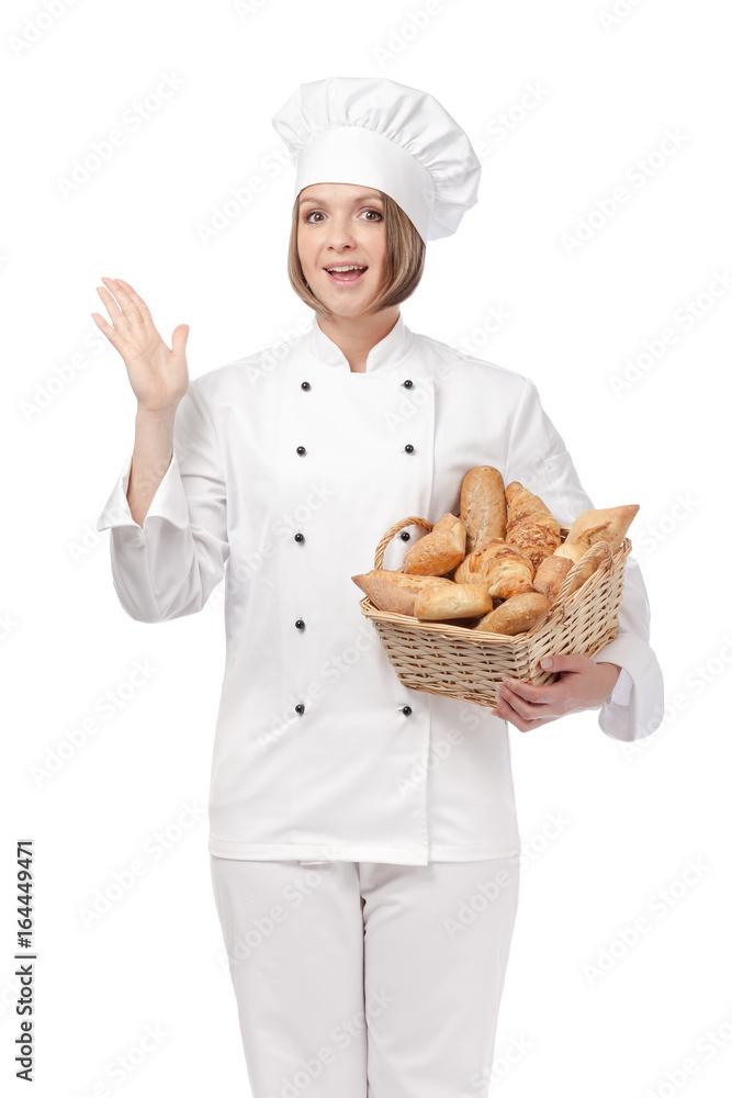 happy female chef isolated on white background happy female chef isolated on white background