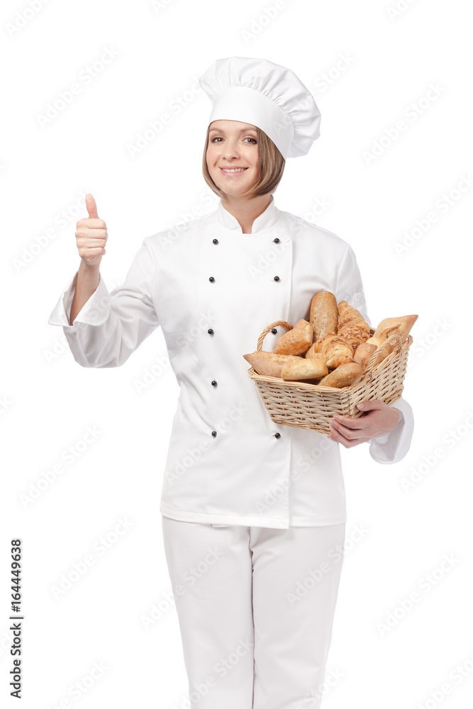 happy female chef isolated on white background happy female chef isolated on white background