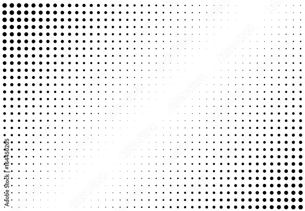 Halftone pattern. Comic background. Dotted retro backdrop with circles, dots. Design element for web banners, posters, cards, wallpapers, sites. Pop art style. Vector illustration. Black and white