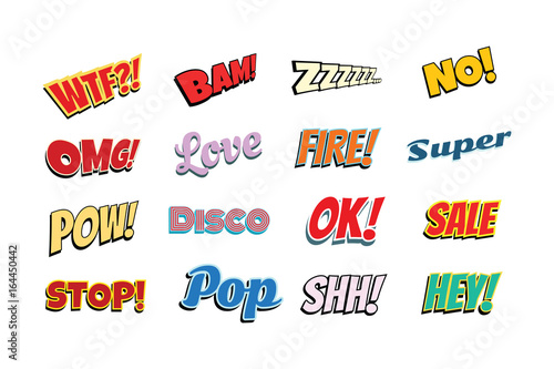 set of comic phrases