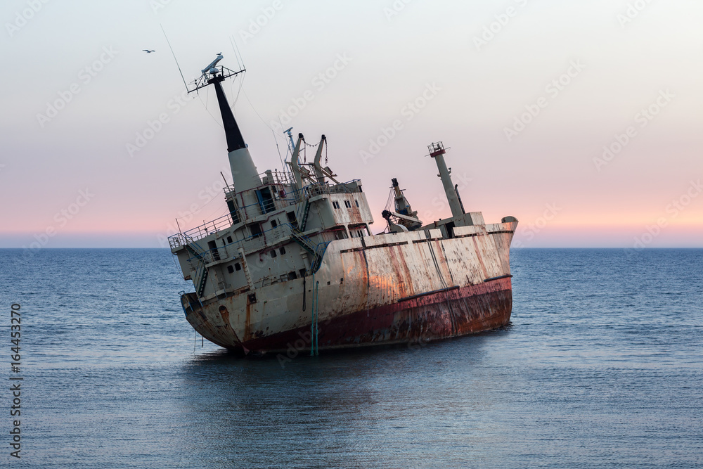Ship wreck at sunset