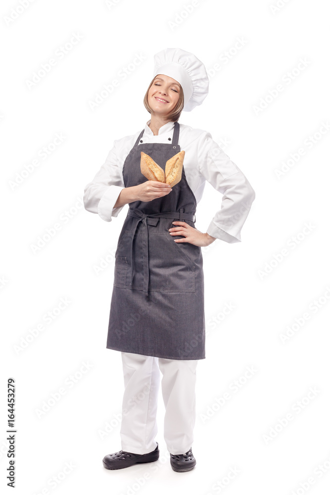 happy female chef isolated on white background happy female chef isolated on white background