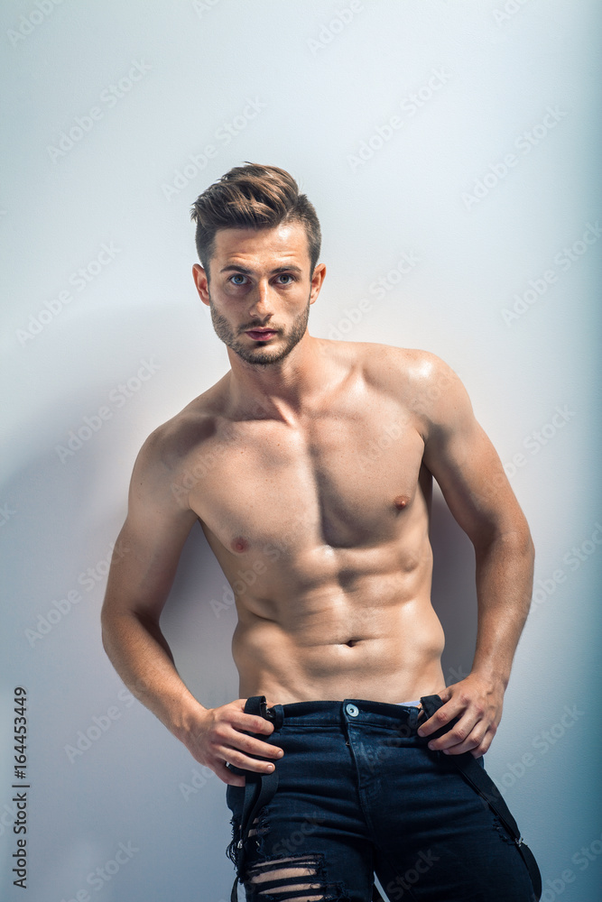 Portrait of a sexy muscular shirtless man