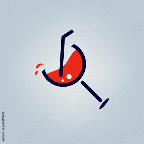 Minimalistic geometric illustration of a Manhattan cocktail in a glass speakeasy.
