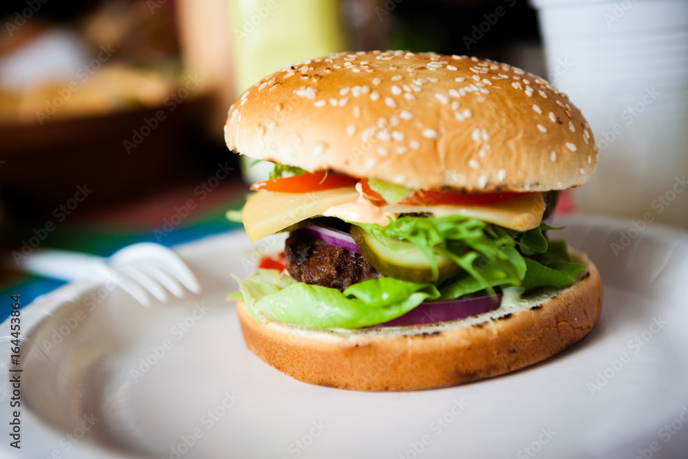 Homemade delicious hamburger Homemade delicious hamburger