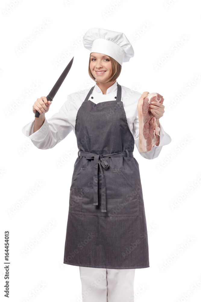 happy female chef isolated on white background happy female chef isolated on white background