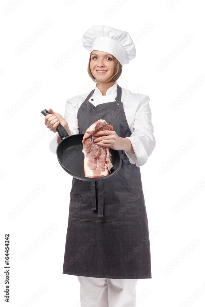 happy female chef isolated on white background happy female chef isolated on white background