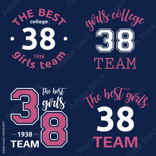 The best girls team college logo 38 isolated vector set