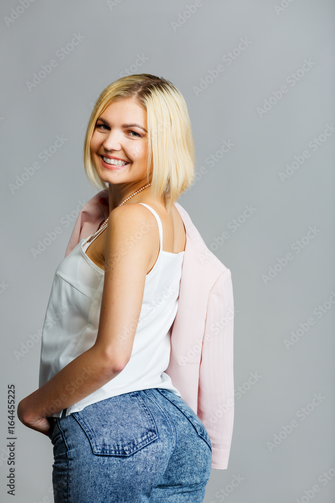Beautiful model stands half turn Beautiful model stands half turn