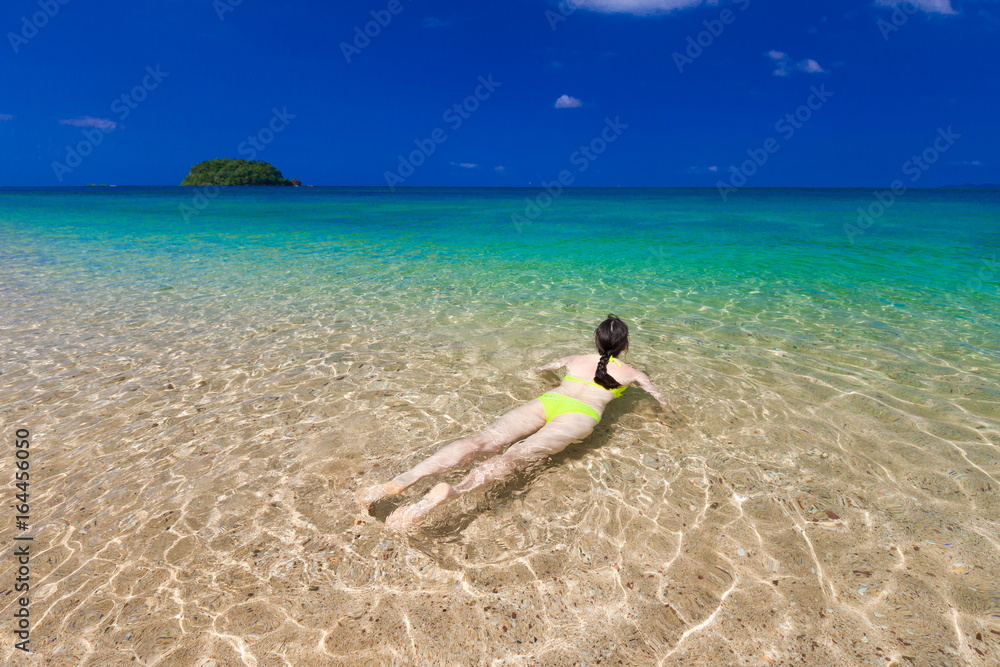 Thailand. Woman sea, bikini, swim