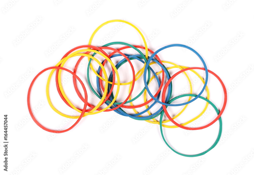 pile colorful rubber bands isolated on white pile colorful rubber bands isolated on white