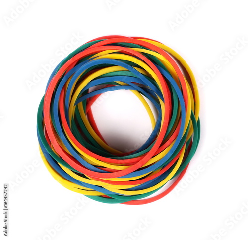 pile colorful rubber bands isolated on white 