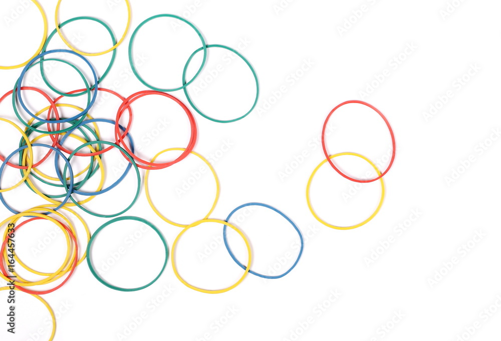 pile colorful rubber bands isolated on white pile colorful rubber bands isolated on white