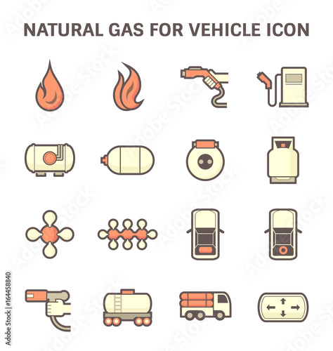 Tank and transportation icon of natural gas vehicle and  liquefied petroleum gas.