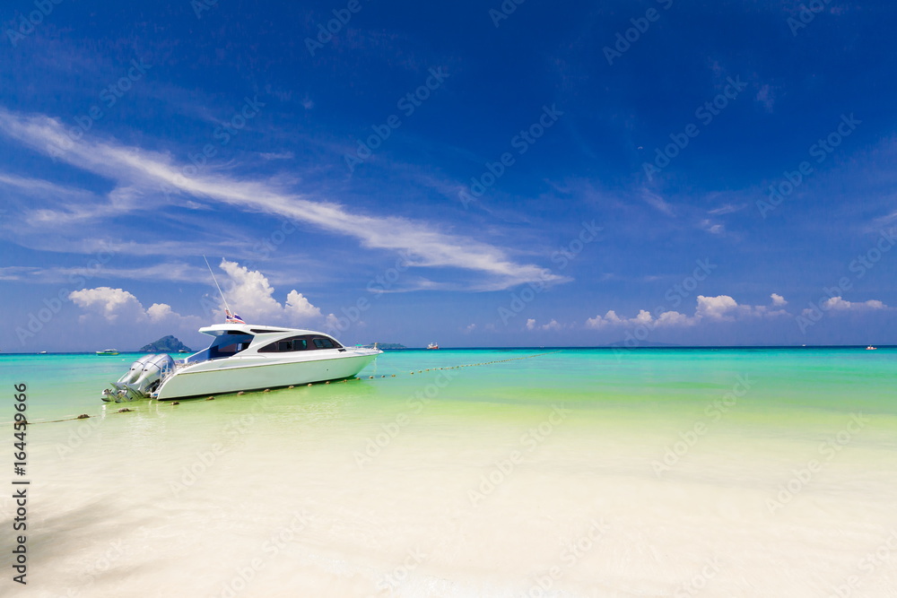 Thailand. Sea  background. White sand, yacht