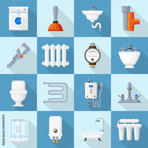 Plumbing cartoon set