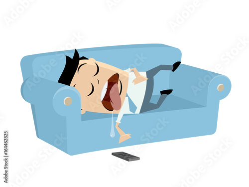 funny businessman sleeping on the sofa