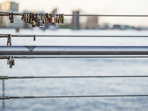 Canvas Print Locks on a bridge in Copenhagen