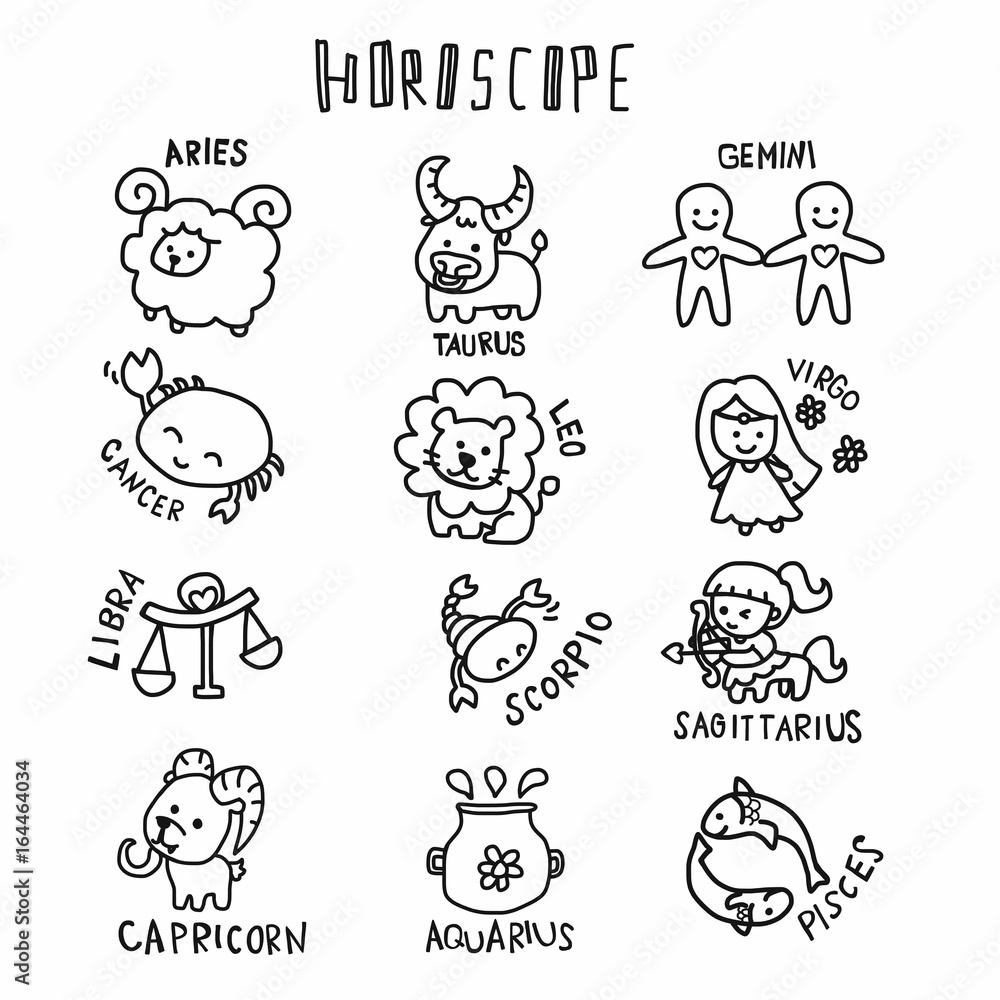 Horoscope cute cartoon vector illustration