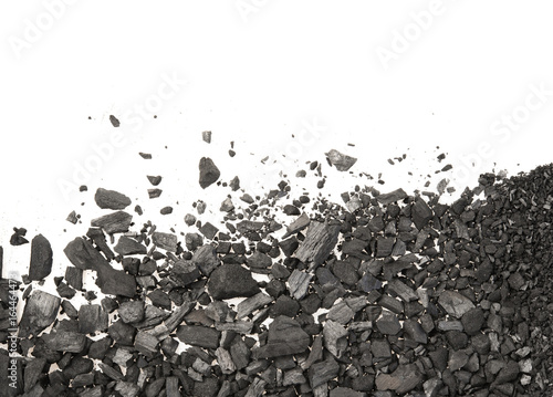 Pile of Carbon charcoal dust on white background top view photo