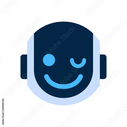 Robot Face Icon Smiling Face Wink Emotion Robotic Emoji Vector Illustration