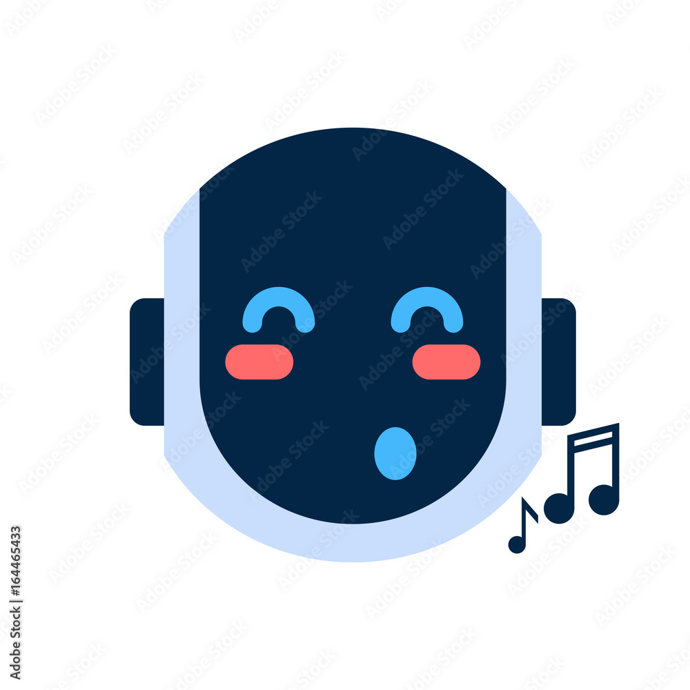 Robot Face Icon Singing Smiling Face Emotion Robot Face Icon Singing Smiling Face Emotion