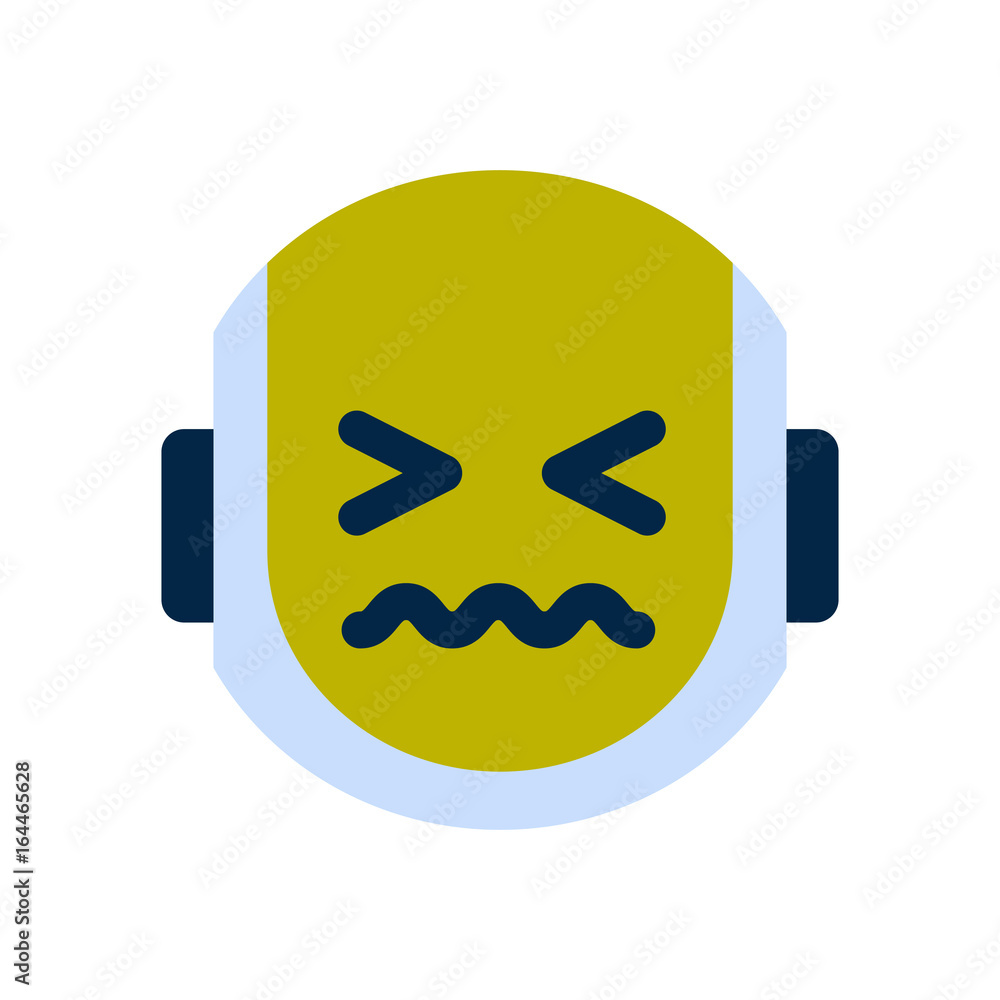 Robot Face Icon Sad Face Sick Emotion Robotic Emoji Vector Illustration  Stock Vector | Adobe Stock