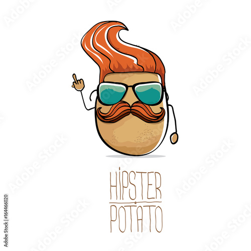 vector funny cartoon cute brown hipster potato