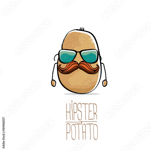 vector funny cartoon cute brown hipster potato
