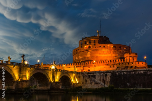 Saint Angle Castle and bridge over the Tiber river in Rome, Italy