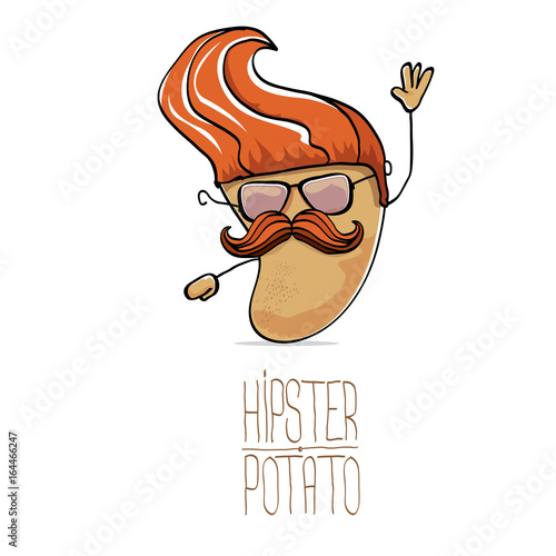 vector funny cartoon cute brown hipster potato