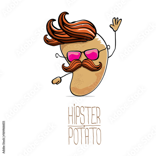 vector funny cartoon cute brown hipster potato