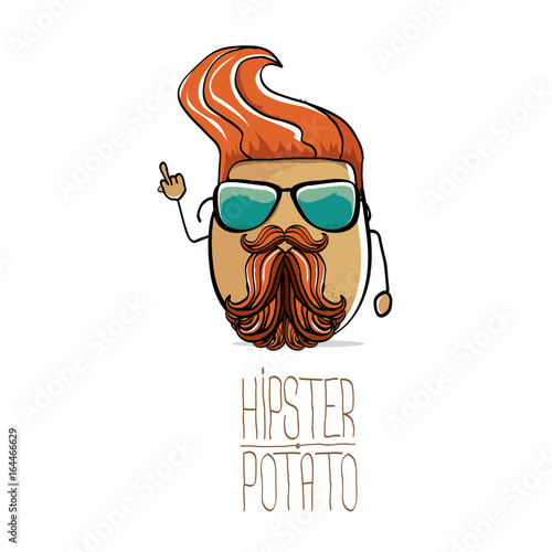 vector funny cartoon cute brown hipster potato