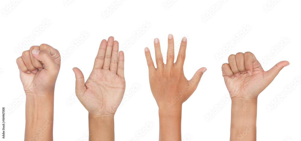 Set of different hand signs isolated on a white background Set of different hand signs isolated on a white background
